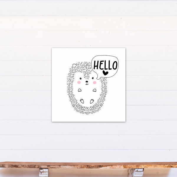 Zoomie Kids Anley 'Hello Hedgehog' Framed Art Wayfair